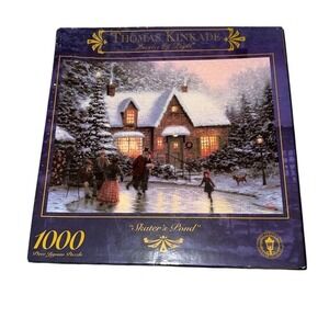 Ceaco Thomas Kinkade Skater's Pond 1000 Piece Jigsaw Puzzle‎ Winter Scene NIB